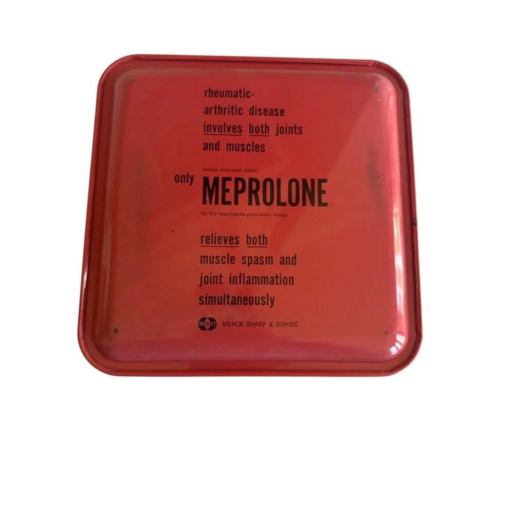 Vintage Geometric Design Small Vintage Collectible Tray Merck Sharp & Dohme